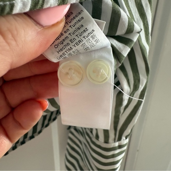 Bagutta green & white stripe cotton button down dress shirt - size Medium (M) - Picture 7 of 7